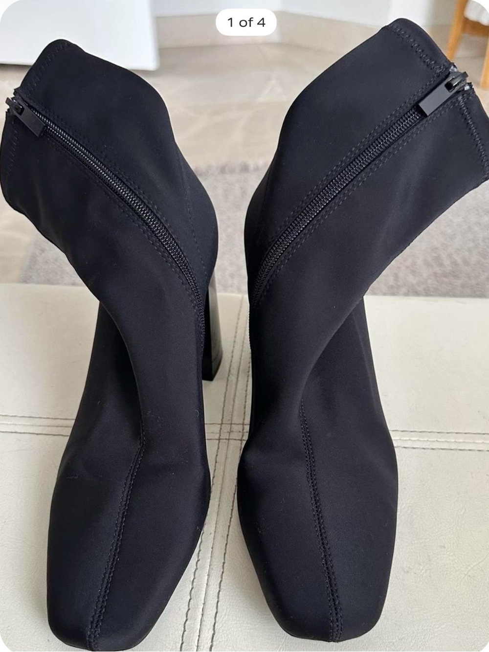 stradivarius Black Stretch Zip Ankle Boots